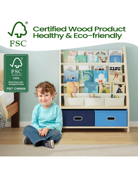 Estante de Libros para Niños EXPERLAM 4 Niveles Madera Azul