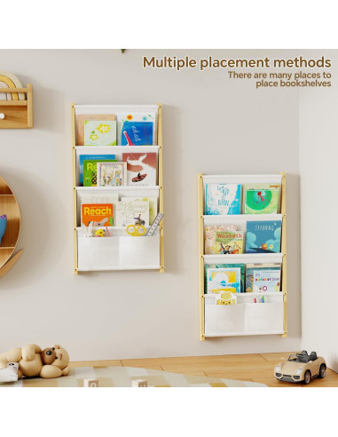 Estantería de Pared para Niños BPMFDTNL 4 Niveles Madera Blanca