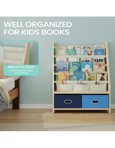 Estante de Libros para Niños EXPERLAM 4 Niveles Madera Azul