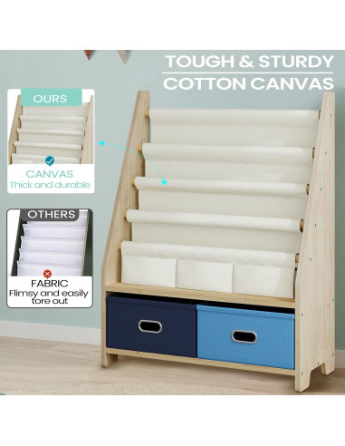 Estante de Libros para Niños EXPERLAM 4 Niveles Madera Azul