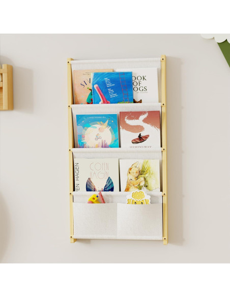 Estantería de Pared para Niños BPMFDTNL 4 Niveles Madera Blanca