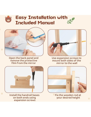 Espejo Montessori Wisreach con Barra Ajustable para Bebés