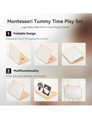 Set de Juego Tummy Time IEATFO con Espejo y Tarjetas Educativas