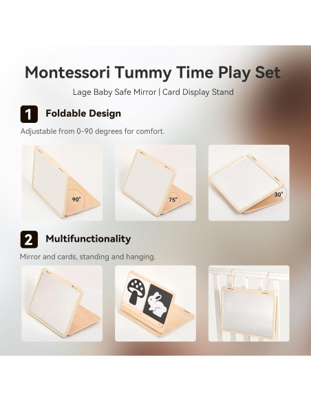 Set de Juego Tummy Time IEATFO con Espejo y Tarjetas Educativas