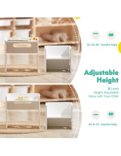 Conjunto de Mesa y Silla Montessori FUNLIO Ajustable Blanco 2