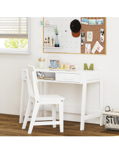 Conjunto de Escritorio y Silla UTEX para Niños - Blanco, Ergonomía y Almacenamiento 2