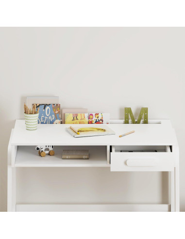 Conjunto de Escritorio y Silla UTEX para Niños - Blanco, Ergonomía y Almacenamiento