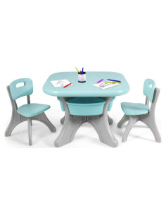 Conjunto de Mesa y Sillas para Niños Costzon Verde 3 Piezas
