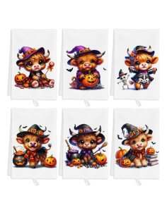 Juego de 6 Toallas de Cocina Halloween Vaca ElasignShopo 40x60cm