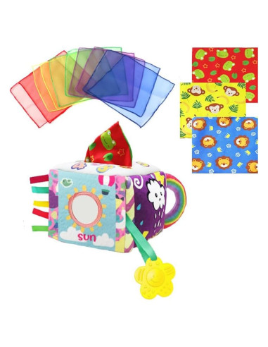 Juguete Sensorial para Bebés XINDI - Caja de Pañuelos 6-18 meses