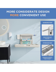 Estación de Cambio de Bebé Plegable Montada en Pared HDPE 2