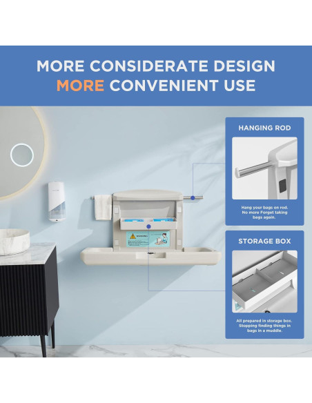 Estación de Cambio de Bebé Plegable Montada en Pared HDPE