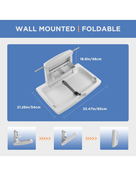 Estación de Cambio de Bebé Plegable Montada en Pared HDPE
