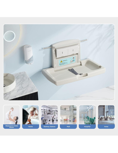 Estación de Cambio de Bebé Plegable Montada en Pared HDPE
