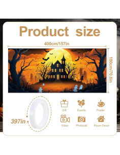 Banner de Puerta de Garaje Halloween THISFIND 3.96x1.83m 2