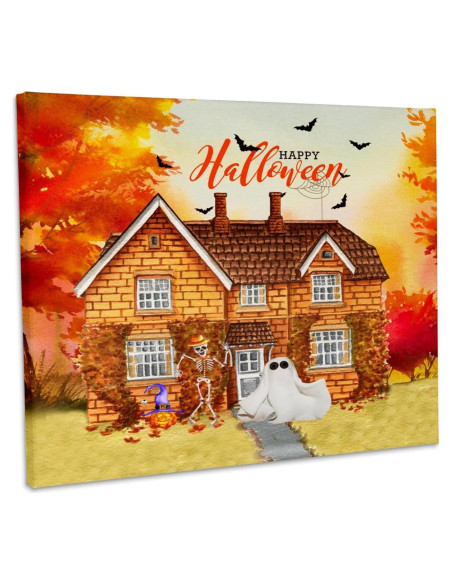 Lienzo 3dRose Casa de Halloween con Murciélagos 50.8x40.6 cm Lienzo 3dRose Casa de Halloween con Murciélagos 50.8x40.6 cm