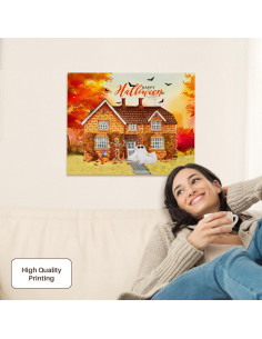 Lienzo 3dRose Casa de Halloween con Murciélagos 50.8x40.6 cm 2