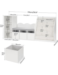 Estantería Infantil CHOEZON 66.9" con Rincón de Lectura 2
