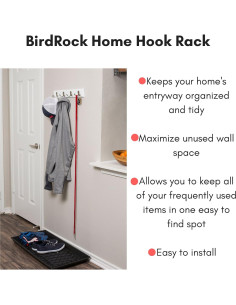 Perchero de Pared BirdRock Home con 4 Ganchos Dobles 2