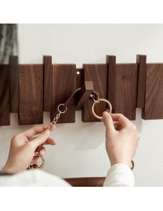 Perchero de pared ESDOPA de madera nogal con 6 ganchos abatibles 2