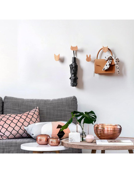 Ganchos de Pared de Madera WONQEXZ - Juego de 4 Animales Lindos