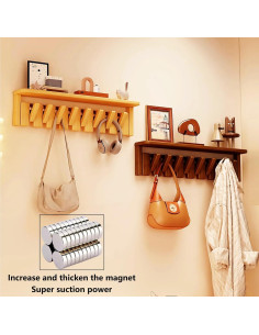 Perchero de Pared Tlongxia de Madera de Nogal con 12 Ganchos 2