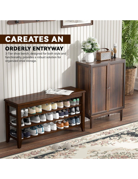 Banco de Almacenamiento para Zapatos Taitiy 80 cm Madera Caucho