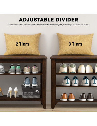 Banco de Almacenamiento para Zapatos Taitiy 80 cm Madera Caucho