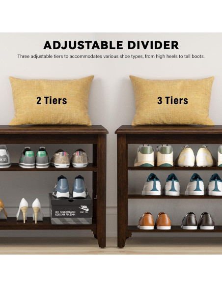 Banco de Almacenamiento para Zapatos Taitiy 80 cm Madera Caucho