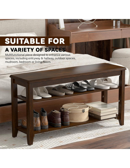 Banco de Almacenamiento para Zapatos Taitiy 80 cm Madera Caucho