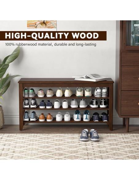 Banco de Almacenamiento para Zapatos Taitiy 80 cm Madera Caucho