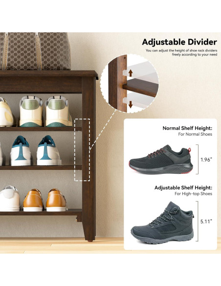 Banco de Almacenamiento para Zapatos Taitiy 80 cm Madera Caucho