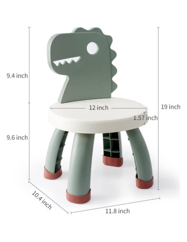 Silla para Niños Sunkaioo Dino Verde Ergonómica 32x29.5cm