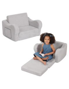 Sofá Plegable 2-en-1 BestRoyal para Niños Gris