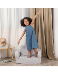 Sofá Plegable 2-en-1 BestRoyal para Niños Gris 2