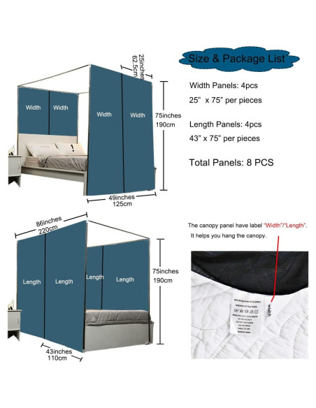 Cortinas de Cama Canopy Akiky Arcoíris 8 Paneles Twin con Luces LED