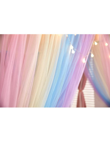 Cortinas de Cama Canopy Akiky Arcoíris 8 Paneles Twin con Luces LED