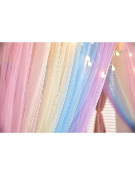 Cortinas de Cama Canopy Akiky Arcoíris 8 Paneles Twin con Luces LED