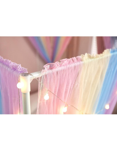 Cortinas de Cama Canopy Akiky Arcoíris 8 Paneles Twin con Luces LED