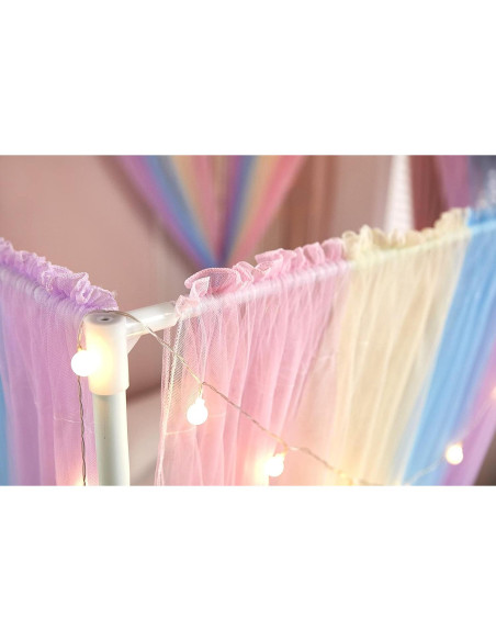 Cortinas de Cama Canopy Akiky Arcoíris 8 Paneles Twin con Luces LED