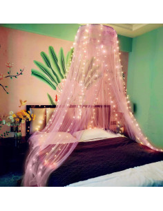 Dosel de Cama de Encaje Eimilaly Rosa para Niñas 1.15m 2