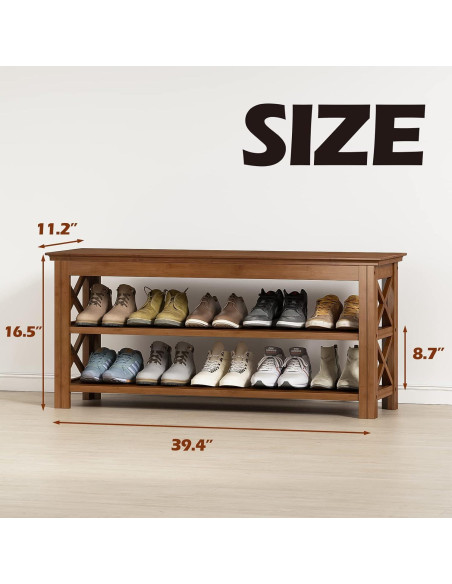 Banco de Zapatos Bamworld de Bambú 3 Niveles 100 cm Marrón