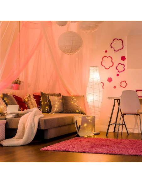 Dosel Colgante Tatuo Rosa con Luz LED y Guirnalda 4m