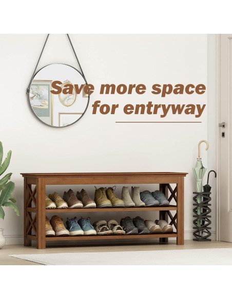 Banco de Zapatos Bamworld de Bambú 3 Niveles 100 cm Marrón