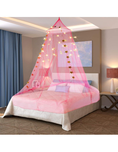 Dosel Colgante Tatuo Rosa con Luz LED y Guirnalda 4m