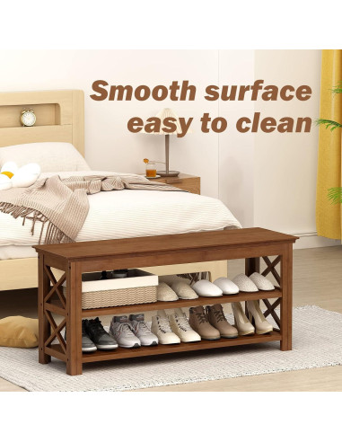 Banco de Zapatos Bamworld de Bambú 3 Niveles 100 cm Marrón