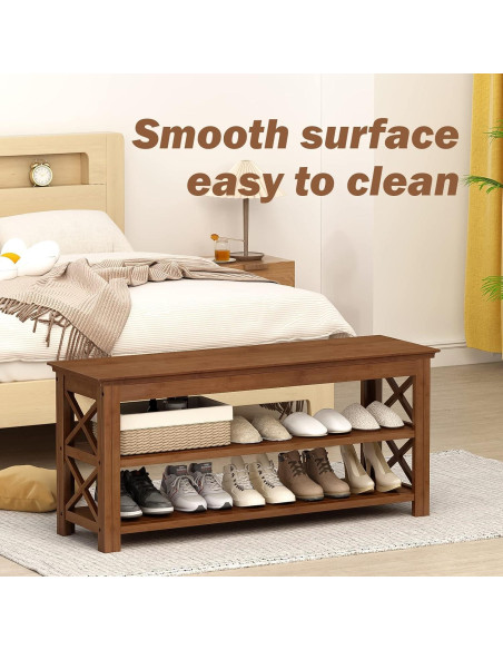 Banco de Zapatos Bamworld de Bambú 3 Niveles 100 cm Marrón