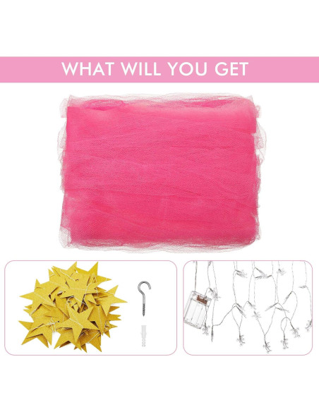 Dosel Colgante Tatuo Rosa con Luz LED y Guirnalda 4m