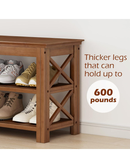 Banco de Zapatos Bamworld de Bambú 3 Niveles 100 cm Marrón