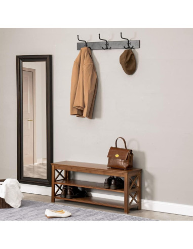 Banco de Zapatos Bamworld de Bambú 3 Niveles 100 cm Marrón